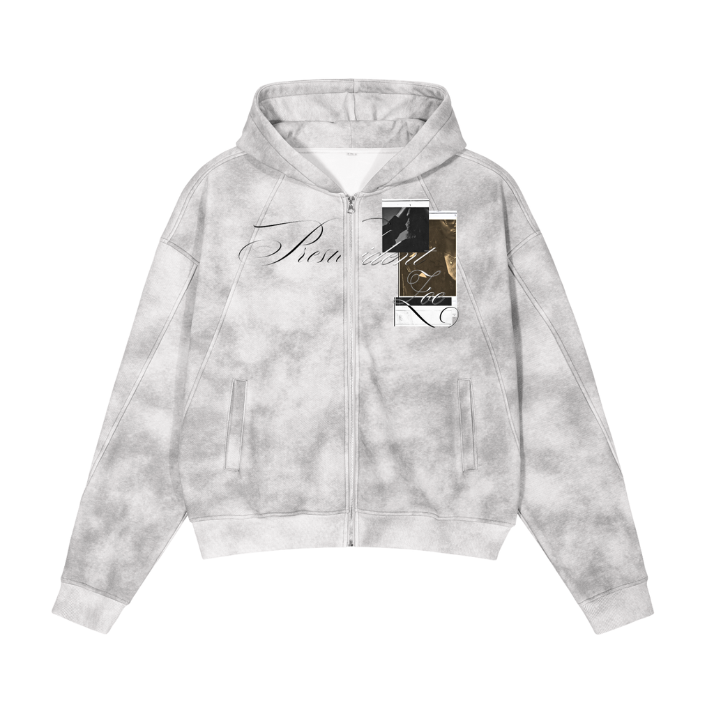 Dirty Washed Zip-Up Fleece Hoodie