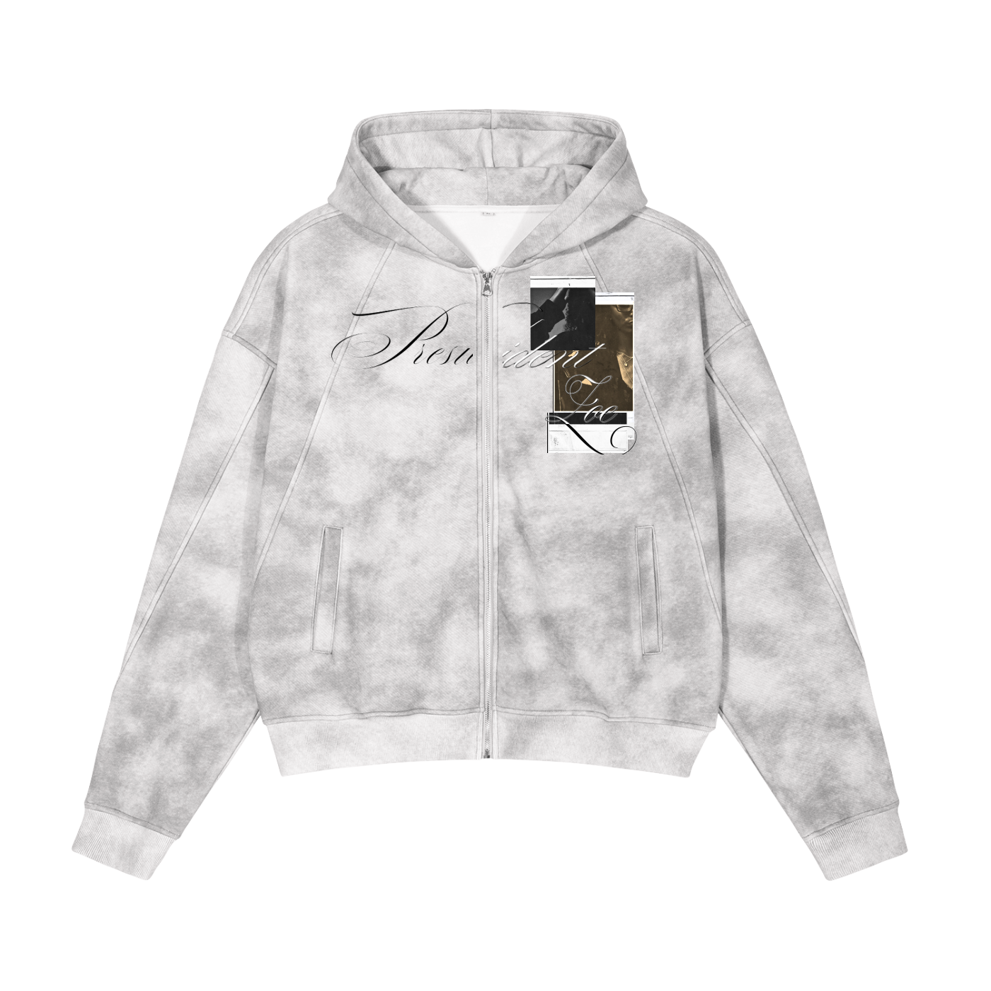 Dirty Washed Zip-Up Fleece Hoodie